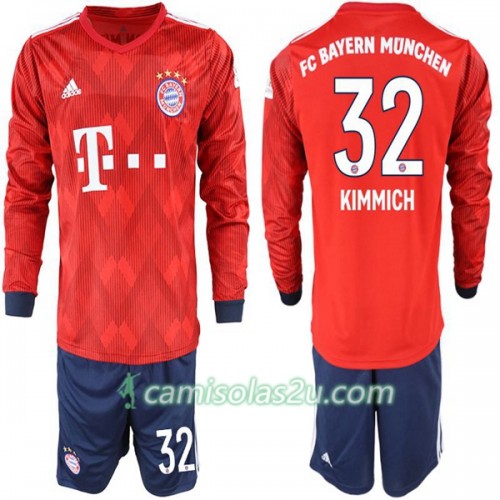 Camisolas de Futebol FC Bayern München Joshua Kimmich 32 Criança Equipamento Principal 2018/19 Manga Comprida Camisolas de Futebol FC Bayern München Joshua Kimmich 32 Criança Equipamento Principal 2018/19 Manga Comprida